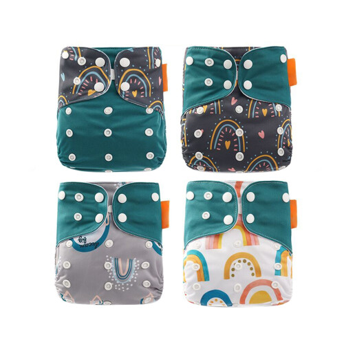 4PCS Baby Cloth Diapers, Reusable, Stretchable, Waterproof, Multicolor 2