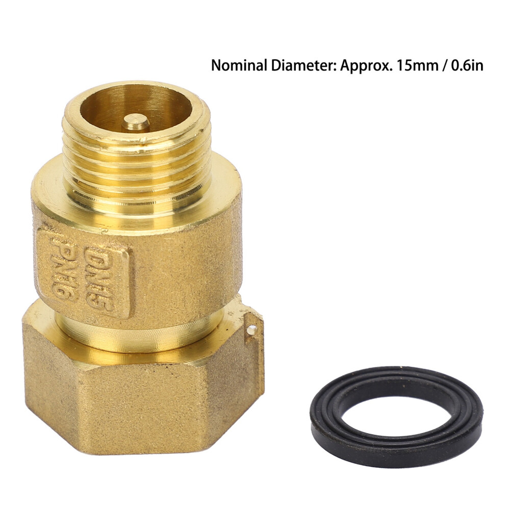 Brass Check Valve 1-Way Backflow Prevention 15mm