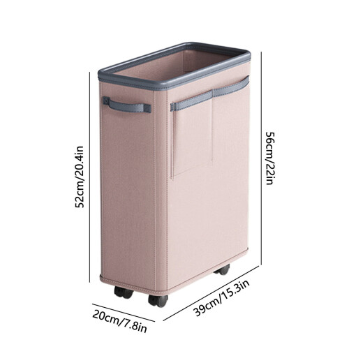 Slim Rolling Laundry Hamper Pink 2