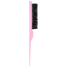 Pink Plastic Handle Teasing Brush Travel Portable Nylon Hair and Beard Styling Tool