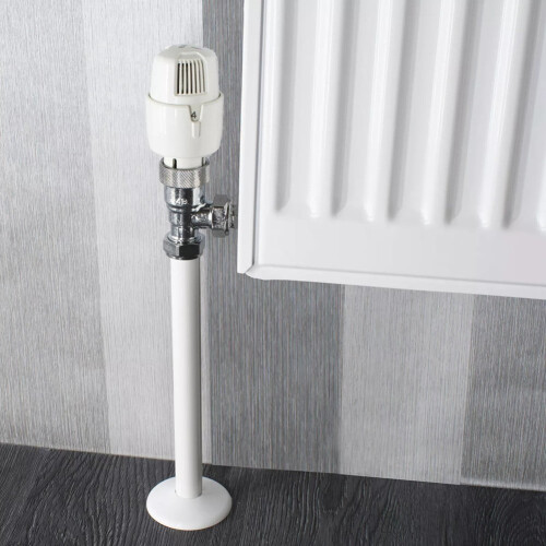 2Pcs Radiator Pipe Covers + Pipe Collars 15 X500mm/15mm Pipe Collars White Black White 2
