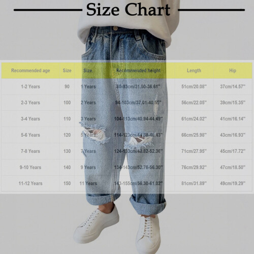 Boys ripped jeans distressed denim pants solid color casual 1