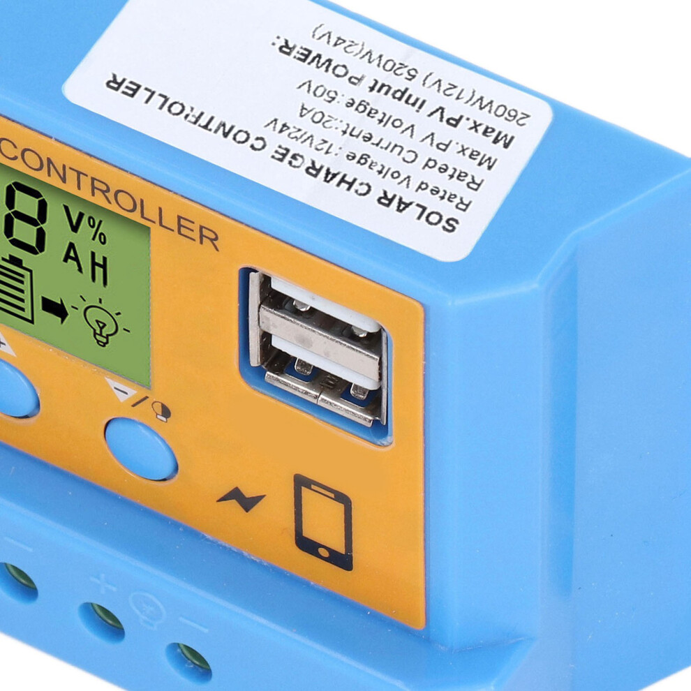 20A Solar Panel Charge Controller LCD 12V/24V