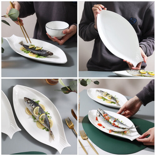 Fish Plates Serving Ceramic White 1Pack 1