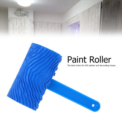 Wood Grain Paint Roller Tool with Handle for DIY Wall Decoration, Blue 1