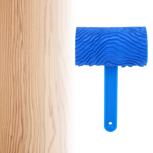 Wood Grain Paint Roller Tool with Handle for DIY Wall Decoration, Blue 2