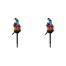 2X Solar-Kürbislaterne, Halloween-Außenlicht, Atmosphärenlicht, Wasserdichtes Harzlicht, Geeignet für Den Innenhofgarten