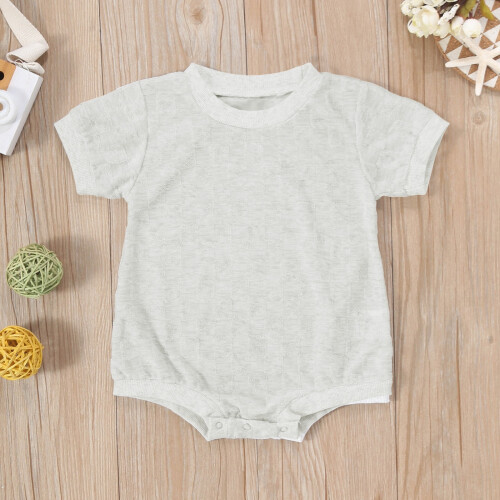 Baby Romper Grey Checkerboard Short Sleeve Crew Neck 6-12 1