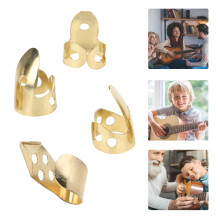 Guitar Metal Finger Picks 3Pack Gold Finish Index & Thumb Music Accessories