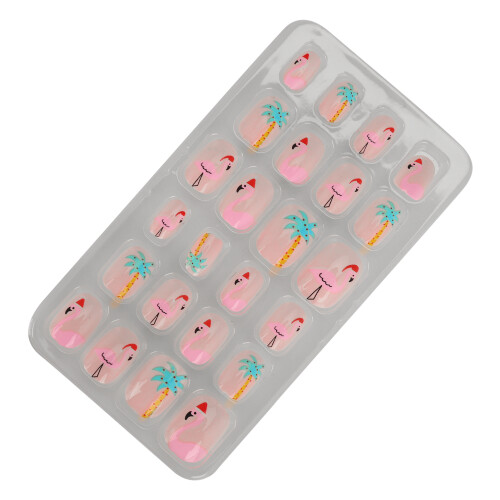 24pcs Kids Cartoon Pattern Full Cover False Nails, ABS Material 1