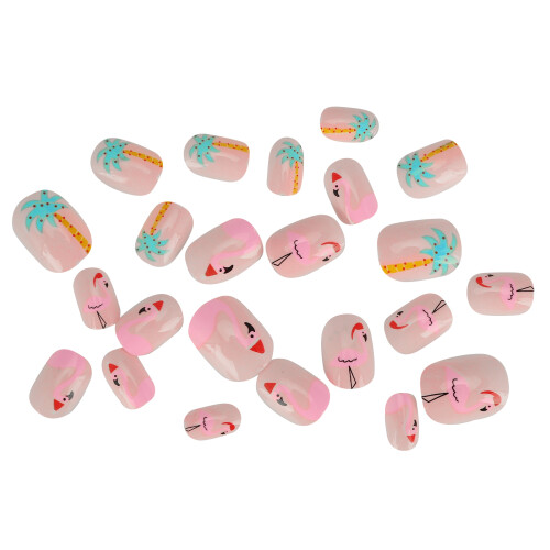 24pcs Kids Cartoon Pattern Full Cover False Nails, ABS Material 2