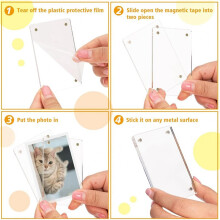 24 Pcs Acrylic Refrigerator Magnet Picture Frame Picture Holder Clear Photo Display Film Photos,2.36 X 3.54 Inches