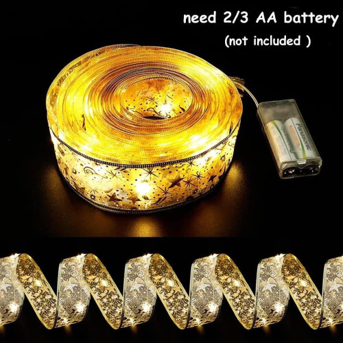 Christmas ribbon lights copper wire battery powered 2
