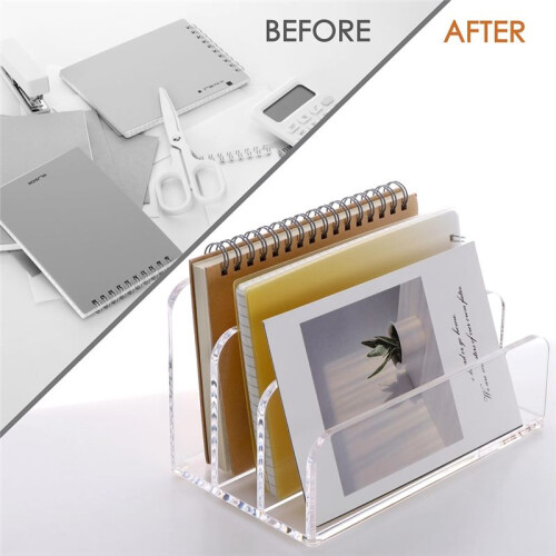 3 Compartments Mail Organizer Letter Holder for Desk ,Vertical Letter Holder,File Sorter Acrylic Desk Organizer 1