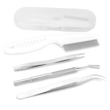 Stainless Steel Tick Remover Set for Pets, Comb & Clip Kit