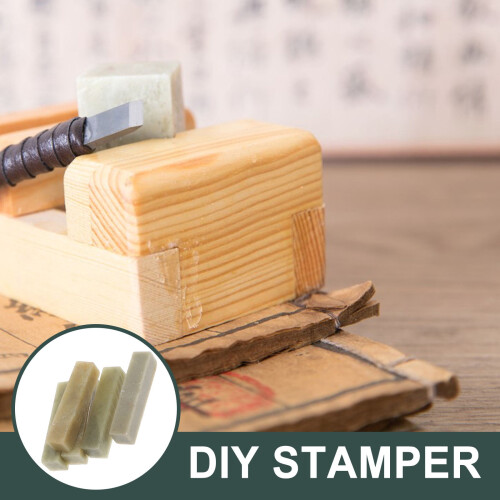 Blank Stone Stamp Green for Artists Practice 5 Pcs 2
