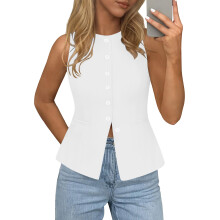 Womens Vests Top Sleeveless Suit Business Casual Work-White S