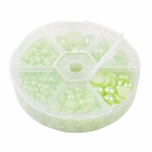 690pcs Plastic Imitation Pearl Dome Cabochons Half Round Green 1