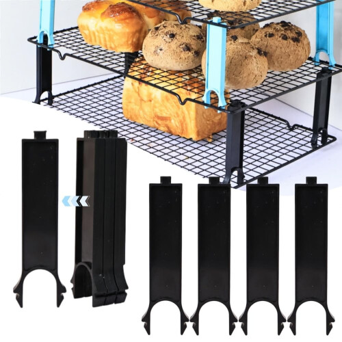 4-Pack Silicone Wire Rack Stackers – Space-Saving Vertical Organizer for Baking Cooling Racks, Countertop Storage Solution 1