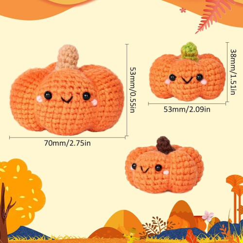 Halloween & Thanksgiving Crochet Kit for Beginners – Pumpkin Pattern with Video Tutorials, DIY Craft Gift 1