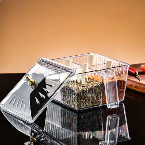 Multipurpose Spice Organizer, Transparent Spice Box, Kitchen Storage Solution, Herb Holder, Cooking Essentials Organizer 2