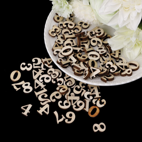 Wood Number Embellishments 0-9 100 Pieces 2