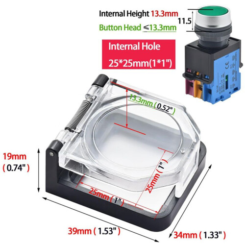 4x Power Push Button  Cover,Waterproof and Collision Resistant, Safety Protector for 25mm Mounting Hole A 2