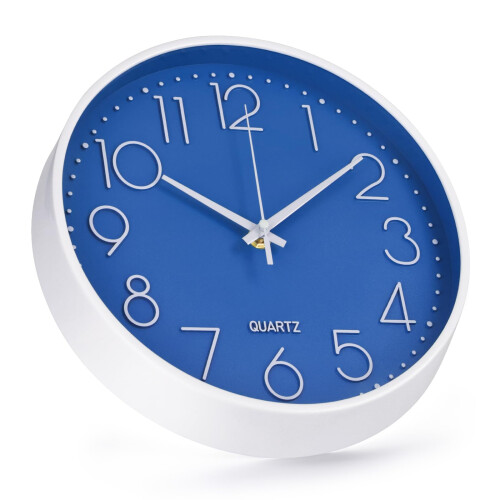 Relógio de parede de 30 cm (12 polegadas) silencioso, moderno, simples, com mostrador estereoscópico azul escuro. 1