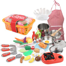 42 pcs Kids Pretend Play Kitchen Set with Chef Hat and Storage Basket