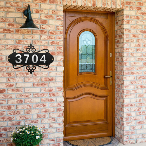 Placa de metal com o endereço da casa para uso externo, número da residência ou caixa de correio, 35 cm (13,8 polegadas) 1