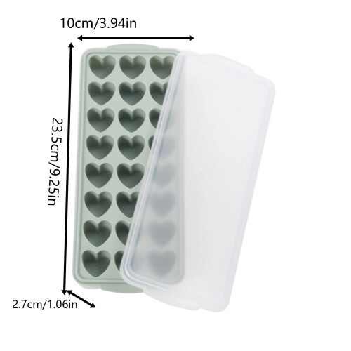 Moule à glaçons en silicone en forme de cœur avec couvercle vert 1