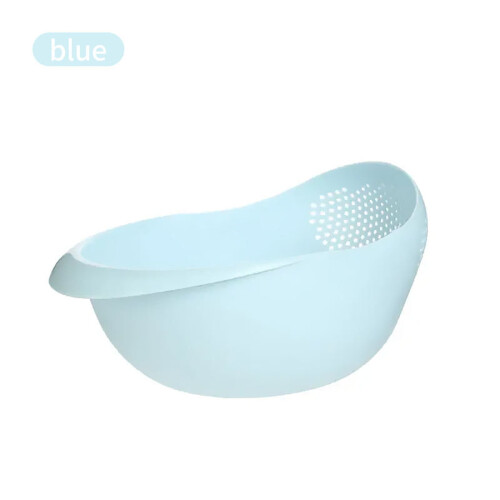 Rice Strainer Bowl Blue Food-Grade Plastic Collapsible 1