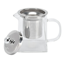 Transparent Glass Teapot 350ml with Removable Stainless Steel Filter for Home & Office