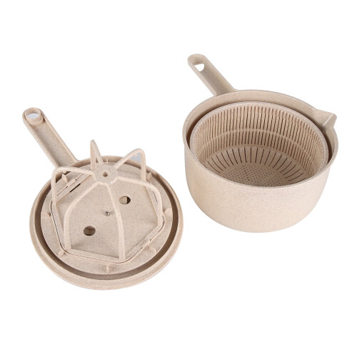Beige Salad Spinner 665g Plastic Kitchen Vegetable Fruit Dryer 2