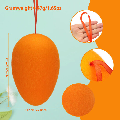 Easter Egg Ornament Orange Flocking Decorative 1
