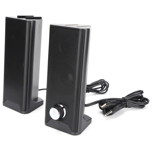 Wired Mini Stereo Computer Speakers with Subwoofer, ABS, Blue LED