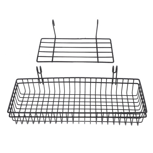 Wire Hanging Baskets Hanging Wall Basket Organizer Iron 2Pcs Black 2