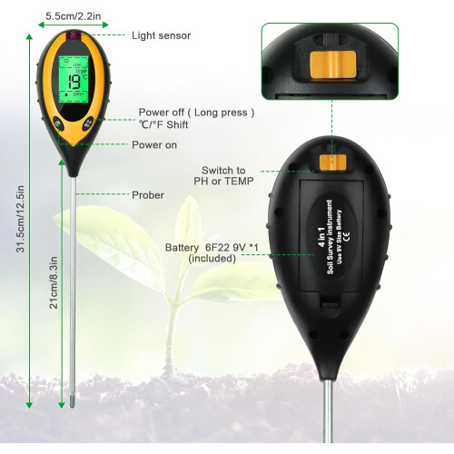 4 in 1 Soil Tester pH Moisture Light Temperature Meter for Plants 1