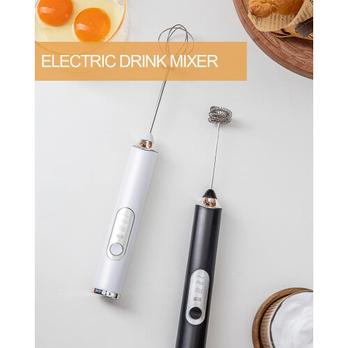 Elektrische melkopschuimer, USB-oplaadbaar, 3 snelheden met 2 garde 1