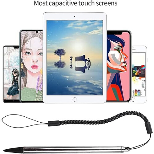 2pcs Resistive Stylus Pen with Spring Cord for POS PDA Touch Screen 2