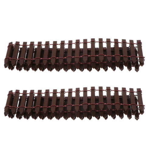 Worgeous2Pcs Μίνι Ξύλινος Φράχτης Κήπου, Πέρκες, Εξωραϊσμός, Στυλ Καφέ 2