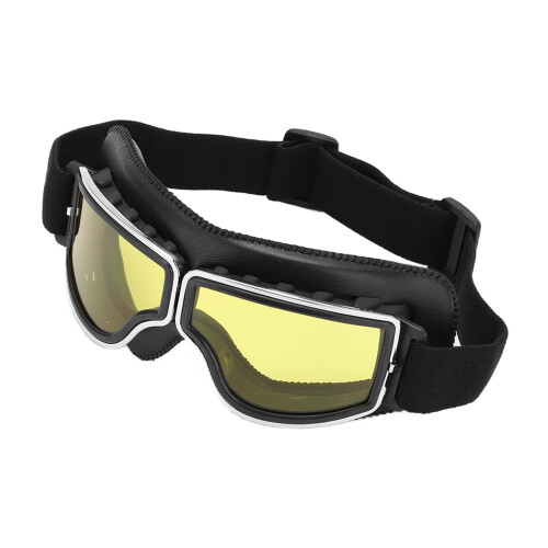 Adjustable Wind Sand Motorcycle Goggles Black Frame Yellow Lens, Lightweight 2