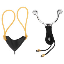 Catapulta de caça para uso externo com cabo de plástico de alto impacto com ranhuras para os dedos, design compacto dobrável com trava de pulso,