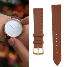 Universal Brown PU Leather Watch Strap 18mm Replacement Band for Men Women