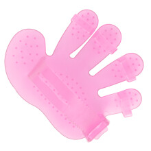 Transparent Rubber Pet Grooming Gloves, Pink, 11x10.5cm
