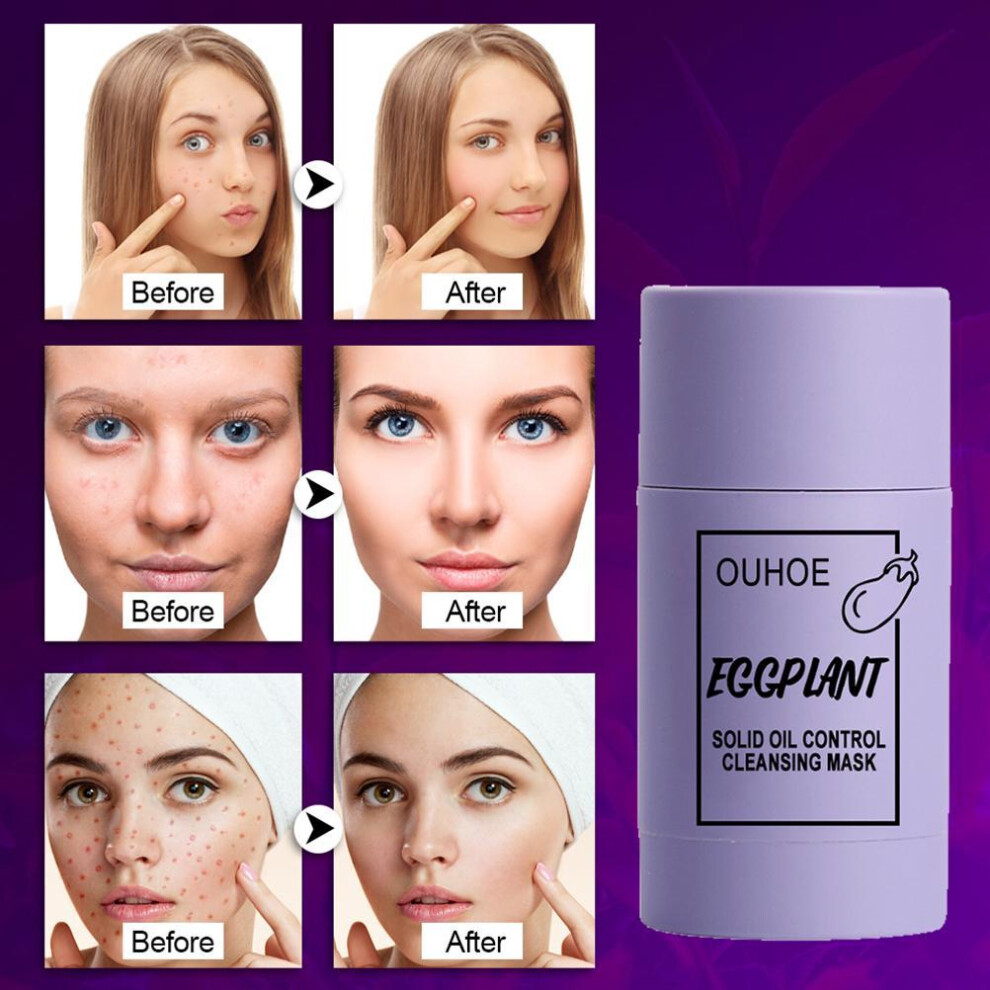 Green/Eggplant Tea Purifying Clay Stick 40G Oil Control & Anti-Acne