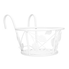 Balcony Garden Rail Mount Hanging Plant Rack White Outdoor Flower Pot Holder