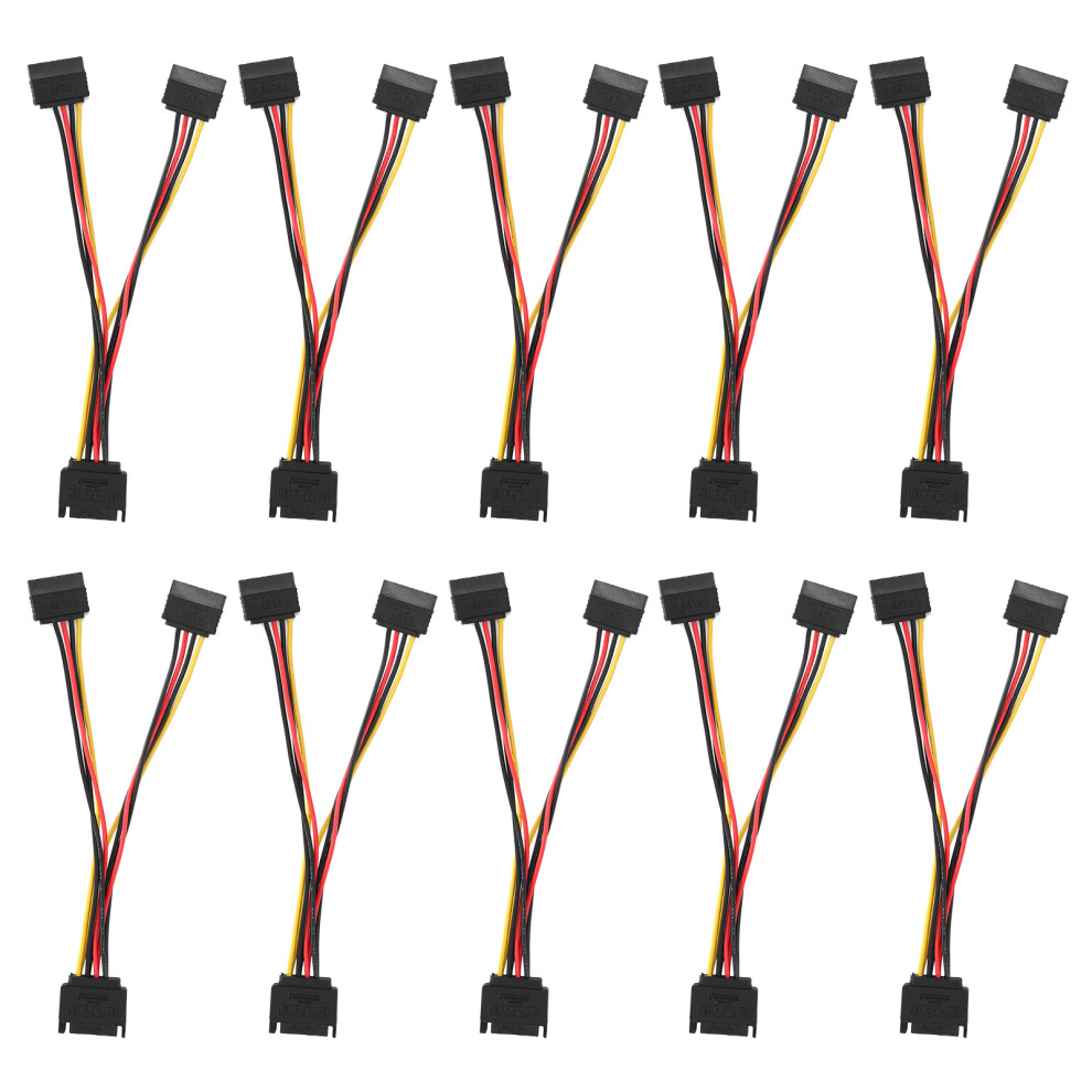 10Pcs Sata Power Adapter 15Pin Male To 2 Female Mains Cord For Data Transfer 9321391659129