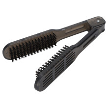 Double-Side AntiStatic Hair Straightener Brush - Black Plastic Styling Tool