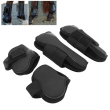 4 PCS Adjustable Horse Tendon Boots for Jumping & Training Black L